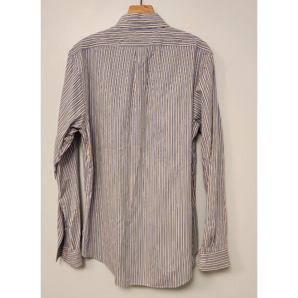Ralph Lauren Shirt Custom Fit Button Up Blue Striped Mens Medium EUC - Picture 8 of 12